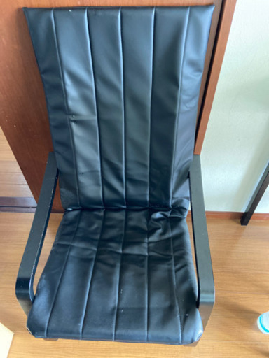 【商談中】不二貿易リラックスチェア 幅59cm ブラック 合皮 85335