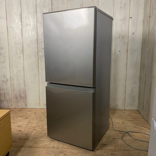 (筒)4/15 終)AQUA ノンフロン 冷凍冷蔵庫 AQR-13G S形 2018年製 2ドア 126L シルバー アクア 菊NS