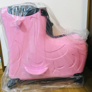 新品 未使用 子供が乗れる スーツケース M ベビーピンク 旅行...