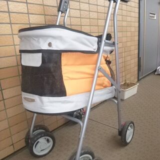 ペット用バギー　オレンジ色　ボンビペットバギー　室内保管-美品