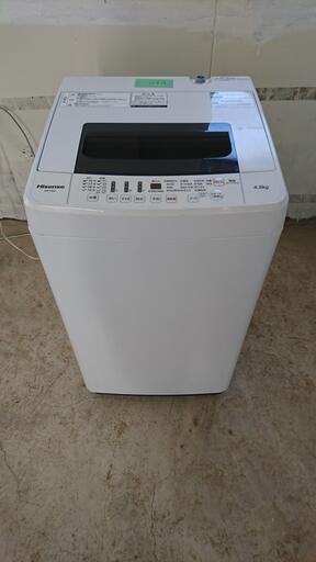 [美品] Hisense ハイセンス 洗濯機 HW-T45A 2017年製 ステンレス槽 立体シャワー水流 風乾燥 4.5kg 1人暮らし 単身赴任