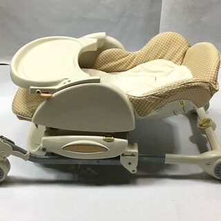 無料！美品 アップリカ バウンサー ベビーキャリー ハイローベット＆チェア ムーヴィスイング420 モデラートドットカモシールBE ベビーベッド  91460 中古Eの画像
