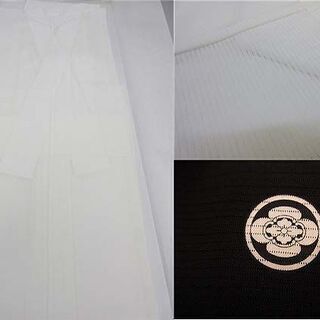 ss2115　未使用品　江久庵　夏喪服　3点セット　絽喪服　紋付　喪装　ブラックフォーマル　絽長襦袢　絽帯　夏用　薄手　紋入り　丸に木瓜　黒　名古屋帯　エクセルヒューマンの画像
