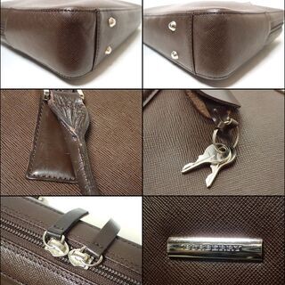 AA476 BURBERRY バーバリー レザー ビジネスバッグ ノバチェックの画像