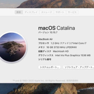 【無料】MacBook Air (Early 2020)(Core i7/16GB/1TB) スペースグレイ A2179の画像