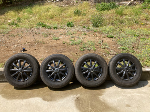 大幅値下げ❗️中古アルミホイール　タイヤ付き4本セット　LT対応　155 R13