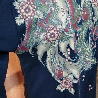 大きいサイズ・和柄龍長袖ネイビーの画像