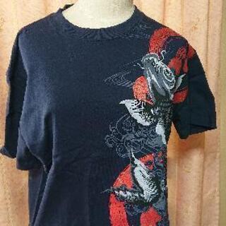 大きいサイズ・和柄鯉Ｔシャツ紺