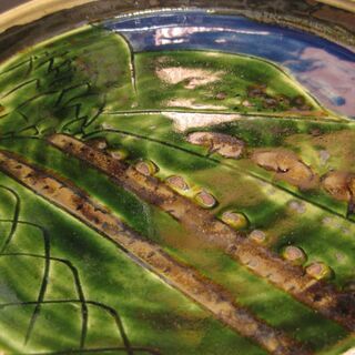 ひろ釜　藤井敬之・作　彩釉大皿　新品未使用の画像