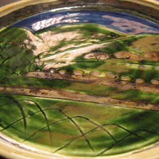 ひろ釜　藤井敬之・作　彩釉大皿　新品未使用の画像