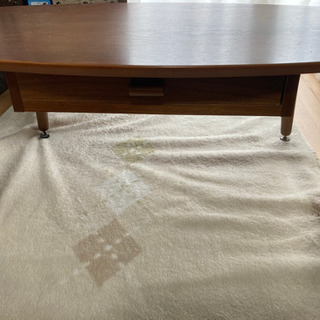 ニトリ　引出し付き楕円形センターテーブル 幅95cm(BR)の画像