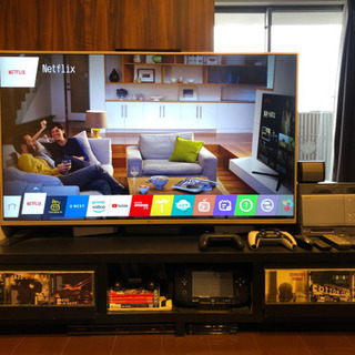 【取引中】値下げ！LG 49インチ4Kテレビとテレビボード黒のセ...