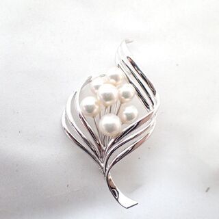 E422 SV シルバー 真珠 パール ブローチ ペンダントトッ...