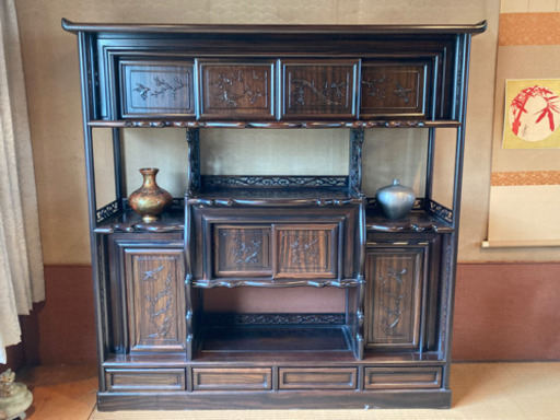 蔵出し　黒檀無垢　茶棚 飾り棚