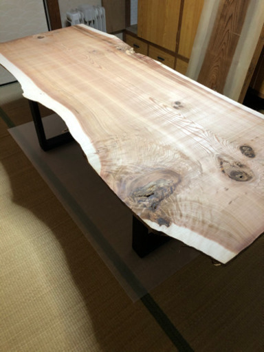 値下げ☆ 大特価 幅広 貴重 200cm×79cm〜89cm 天然 無垢 一枚板ダイニングテーブル 近場お届け無料☆