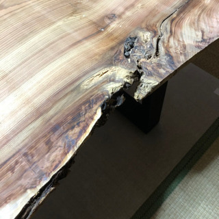 値下げ☆ 大特価 幅広 貴重 200cm×79cm〜89cm 天然 無垢 一枚板ダイニングテーブル 近場お届け無料☆の画像