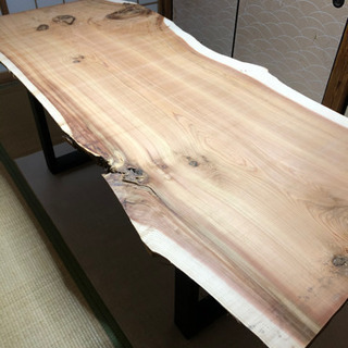 値下げ☆ 大特価 幅広 貴重 200cm×79cm〜89cm 天然 無垢 一枚板ダイニングテーブル 近場お届け無料☆の画像