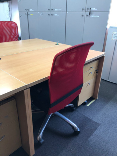 事務机と袖机と椅子3点セット デスク