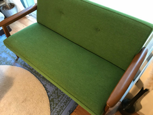 【美品】カリモク60 2シーターKチェア　タープグリーン