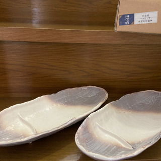 【新品】万戸焼の焼き魚皿2枚