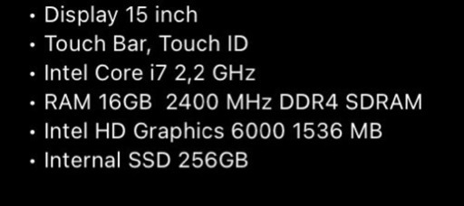 Apple MacBook pro 2018 15 inch.