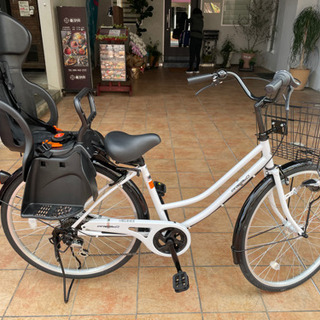 【新品同様】自転車/キッズシート付/6段階ギア付/子供乗せママチャリ