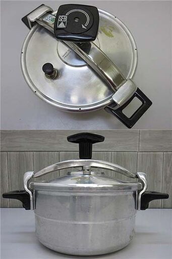 【中古】ss1853　セブ　圧力鍋　4.5L　22cm　フランス製　SEB　両手鍋　鍋　調理器具　締め上げ式
