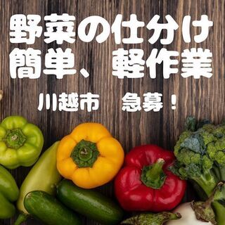 【時給1,200円！】野菜仕分け・倉庫内軽作業！＜川越・柏急募！！＞