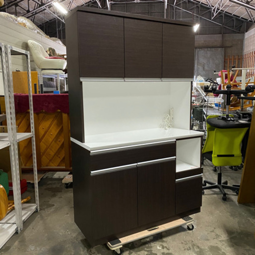 6/1　終　NITORI 食器棚 UP RESUME ダークブラウン キッチンボード レンジボード キッチン収納 家具 ニトリ 菊KB