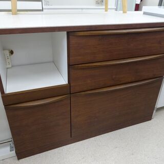 ★☆★大幅値下げしました！★☆★堀田木工所 キッチンボード ロータイプ マーブル×木目ブラウン ブルーモーション【ユーズドユーズ名古屋天白店】 J695
