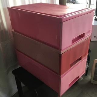 収納ケース３個 （ピンク2 レッド1）の画像
