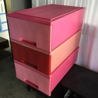 収納ケース３個 （ピンク2 レッド1）の画像