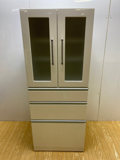 stp-0835 食器棚 ホワイト 幅59 キャビネット ガラス扉 白 キッチン