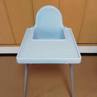 【中古】IKEA ハイチェア テーブル付き ブルーの画像