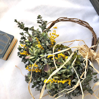 受注制作ユーカリ紫陽花リース