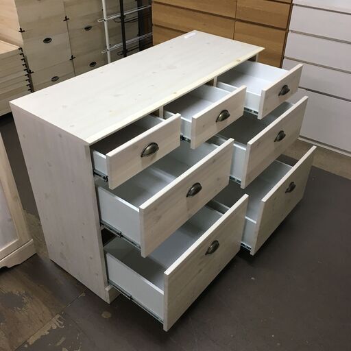 天然木パイン材のカントリーキッチンカウンター幅120 キッチン収納　食器棚 キッチンボード キッチン収納棚 レンジ台 キッチンラック 引き出し 引出　白