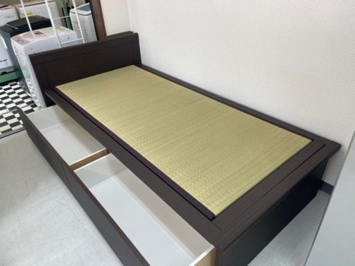 【リサイクルサービス八光　田上店　配達・設置OK】畳仕様収納付きシングルベッド　ダークブラウン