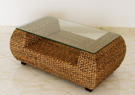 【お値下げ】ガラステーブル　ウォーターヒヤシンス