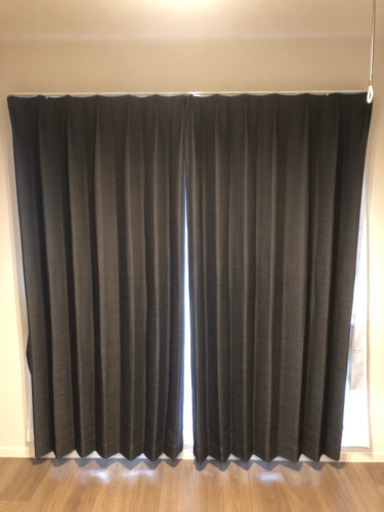 【美品】遮光1級・防炎・50サイズカーテン　ウォームグレー 100X200X2