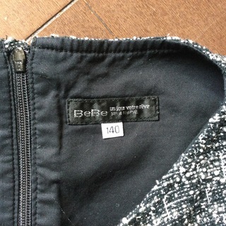 ★BeBe 140 ツイードワンピース　グレー