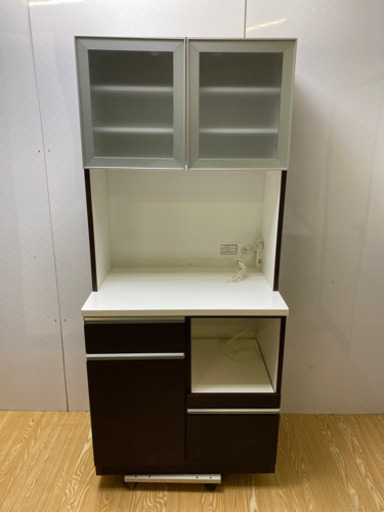 stp-0864　キッチンボード　ブラウン　幅80　スライドテーブル付き　家電ボード　レンジ台　レンジボード　キッチン収納　キッチンラック　食器棚　スライド台　キッチンカウンター　レンジラック　キッチン　炊飯器　茶　大容量