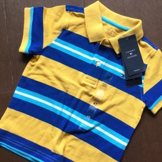 ★TOMMY HILFIGER 100 4T ボーダーポロシャツ...