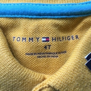 ★TOMMY HILFIGER 100 4T ボーダーポロシャツ 黄 新品未使用の画像