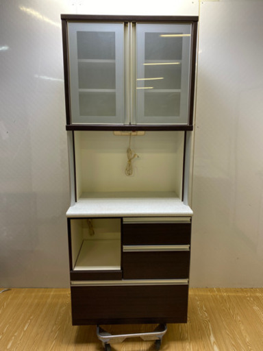 stp-0862　キッチンボード　ブラウン　幅80　スライドテーブル付き　家電ボード　レンジ台　レンジボード　キッチン収納　キッチンラック　食器棚　スライド台　キッチンカウンター　レンジラック　キッチン　炊飯器　茶　大容量