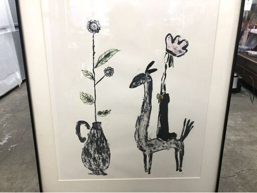 額装 シルクスクリーン 豊泉朝子作 【Riding a horse】手彩色 版画 額サイズ63×85.5cm ☆ PayPay(ペイペイ)決済可能 ☆ 札幌市 白石区 東札幌 アウトレットモノハウス