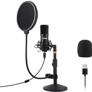 【新品卸価格】USBマイク コンデンサーマイク卓上 PC マイク 192KHZ/24BIT マイクセット 高音質 単一指向性 マイクスタンド付き 録音 生放送 YOUTUBE ゲーム実況Windows/Mac対応PC (黒)④の画像