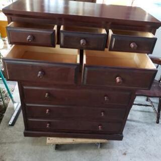 北海道民芸‼️6段チェスト ハイチェスト 北海道民芸家具風 幅63cm ブラウン系 タンス 衣類収納