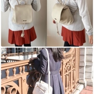 【画像のものセット】鞄古着などのセット。ショルダーバッグリュックサックニット帽子レディース女の子手帳ケースポーチの画像