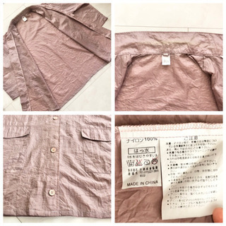 【ネット決済・配送】レディース　撥水加工　はっ水　レインコート　薄手　ウインドブレーカー　ジャケット 薄紫　ピンク　上着　長袖　ナイロン　100％　カジュアル　F フリーサイズ　ポンチョの画像