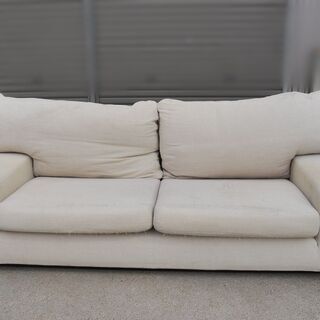 ◇HUKLA◇フクラ　カウチソファー 3人掛け オフホワイト W1980×D910×H620mm 使用感強め。の画像